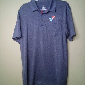 Domino's Pizza Polo Shirt M Men Short Sleeve Logo Pocket Gray